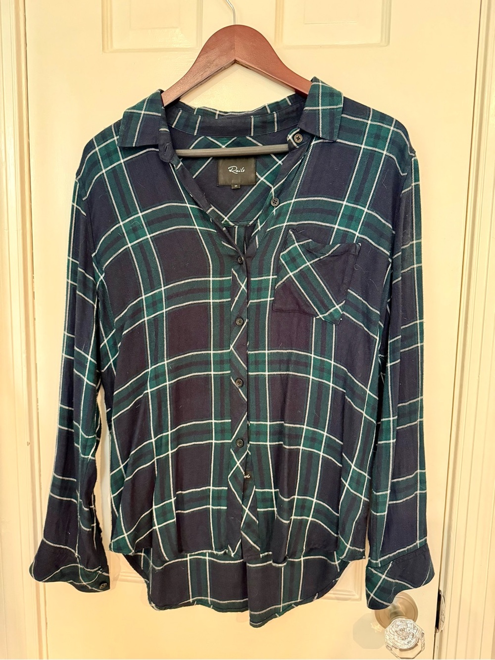 Rails Navy & Green Plaid Button-Down Shirt
